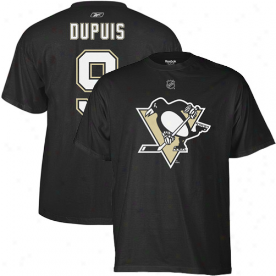 Reebok Pascal Dupuis Pittsburgh Penguins #9 Net Number T-shirt - Black