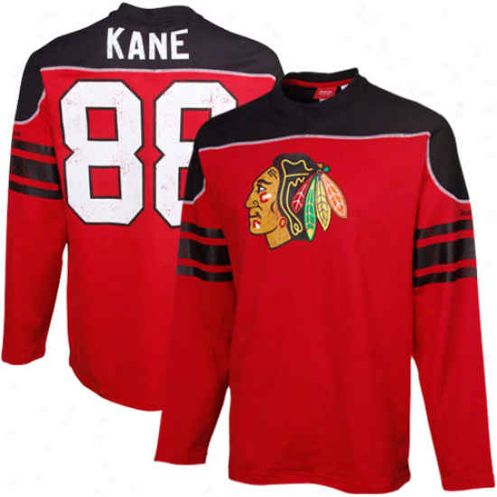 Reebok Patrick Kane Chicago Blackhawks #88 Face Off Shootout Player T-shirt - Red-black