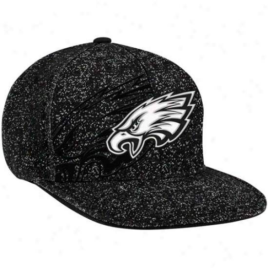 Reebok Philadelphia Eagles Heathered Flat Brim Sideline Flex Hat - Black