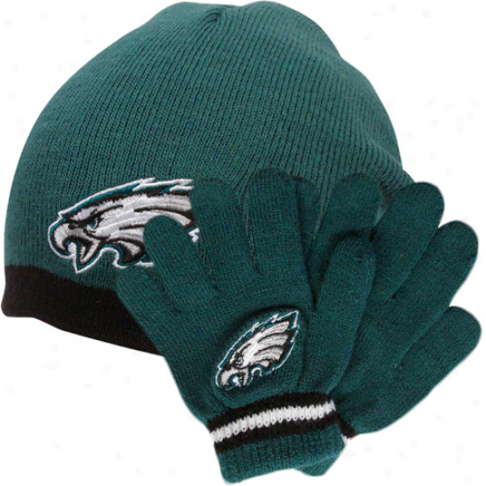 Reebok Philadelphia Eagles Toddler Beanie & Gloves Set - Midnight Green