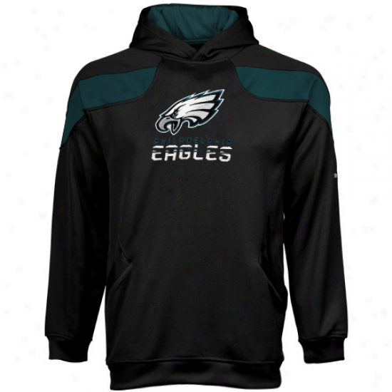 Reebok Philadelphia Eagles Youth Black-midnigght Green Sideline Momentum Pullover Hoodie