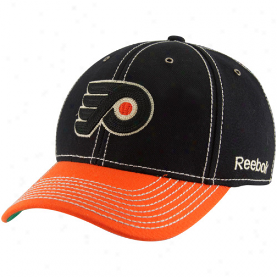 Reebok Philadelphia Flyers Black-orange Winter Classic Player Pro Shapr Fitted Hat