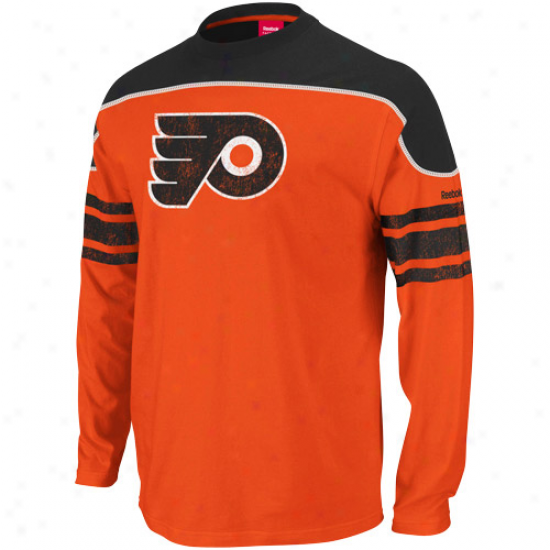 Reebok Philadelphja Flyers Face Off Shooter Long Sleeve T-shirt - Orange-black