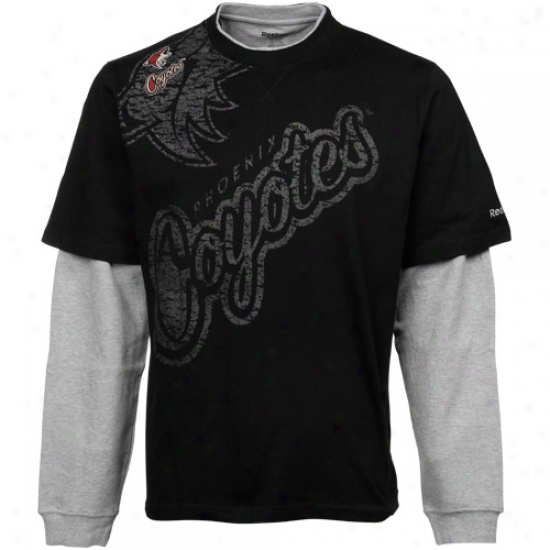 Reebok Phoenix Coyotes Scrimmage Splitter Double Layer Long Sleeve T-shirt - Black