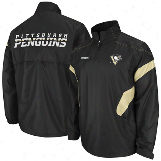 Reebok Pittsburgh Penugins Black Center Ice Momentum Full Zip Jacket -