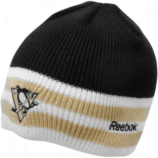 Reebok Pittsburgh Penguins Black-gold Icebreaker Cuffless Knit Beanie