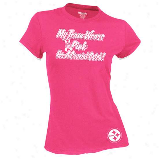 Reebok Pittsburgh Steelers Ladies My Team Wears Pink Double Layer T-shirt - Pink