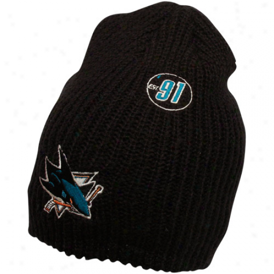 Reebok San Jose Sharks Black Origin Long Knit Beanie