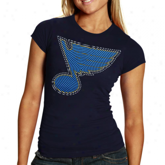 Reebok St. Louis Blues Ladies Navy Blue Spiro Contrast Logo T-shirt