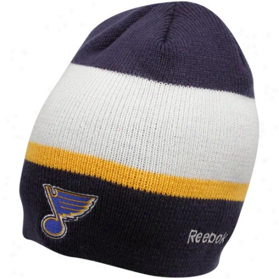 Reebok St. Louis Blues Navy Blue-white Official Team Knit Beanie