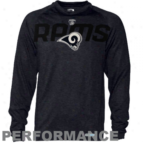 Reebok St. Louis Rams Audible Heathered Speedwick Perfrmance Long Sleeve T-shirt - Navy Blue