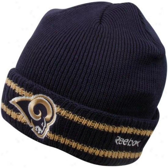 Reebok St. Louis Rams Navy Blue Coaches Elite Cuffed Knit Beanie