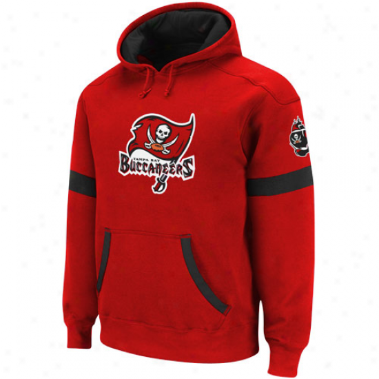 Reebok Tampa Bay Biccaneers Red-black Qb Jersey Pullover Hoodie Sweatshirt