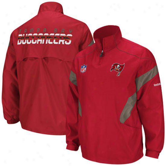 Reebok Tampa Bay Buccaneers Red Impetus Sideline Hot Quarter Zip Pullover Jacket