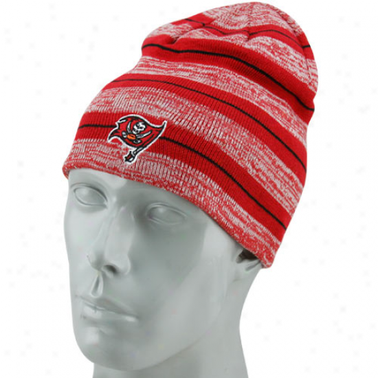 Reebok Tampa Bay Buccaneers Red Reversinle Heather Striped Knit Beanie