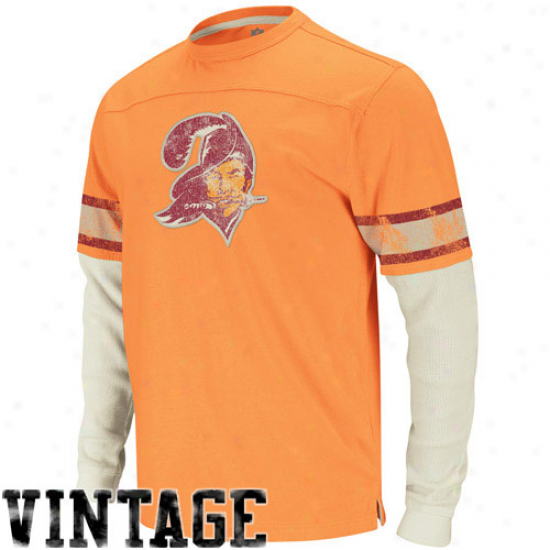 Reebok Tampa Bay Buccaneers Vintage Jersey Applique Double Layer Thermal T-shirt - Orange Glaze