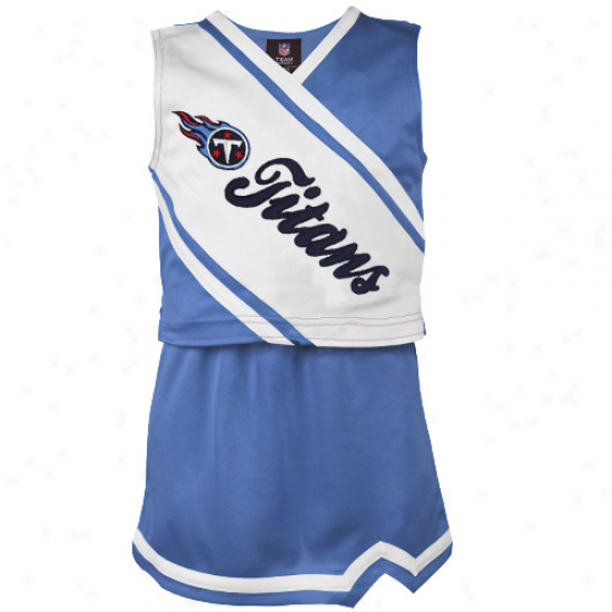 Reeok Tsnnessee Titans Youth Girls Light Blue-white 2-piece S1eeveless Cheeroeader Dress Contrive