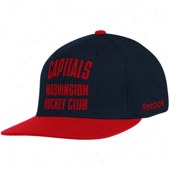 Reebok Washington Capitals Navy Blue-red Hockey Form a ~ Flex Hat