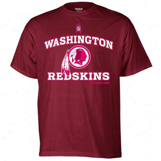 Reebok Washington Redskins Burgundy Pap Cancer Awareness T-shirt