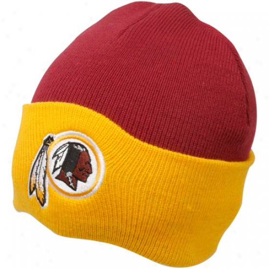 Reebok Washington Redskins Burgundy-gold Basic Logo Cuffed Knit Beanie