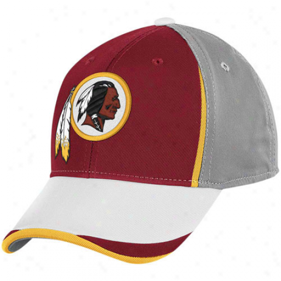 Reebok Washingotn Redskins Burgundy-gray Gridiron Structured Flex Hat