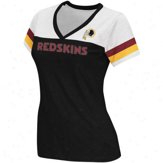 Reebok Washington Redskins Ladies Original Football Premium T-shirt - Black-whit3