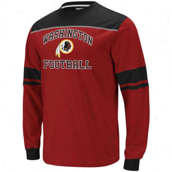 Reebok Washington Redskins Power Sweep Long Sleeve T-shirt - Burgundy-black