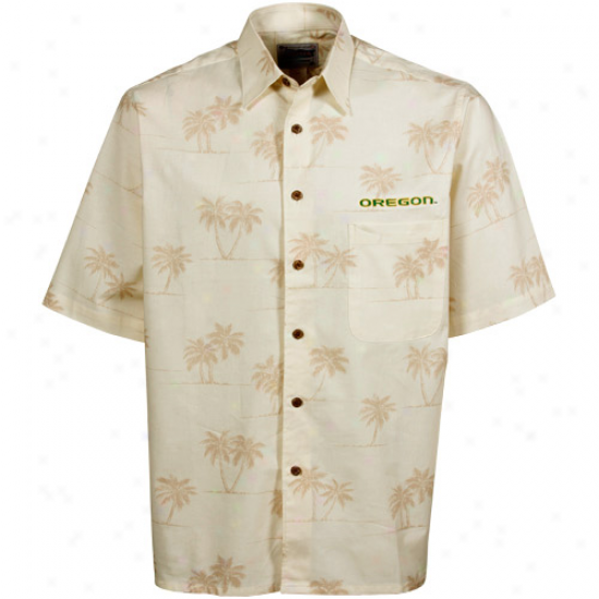 Reyn Spooner Oregon Ducks Natural Spooner Palms Full-button Shirt