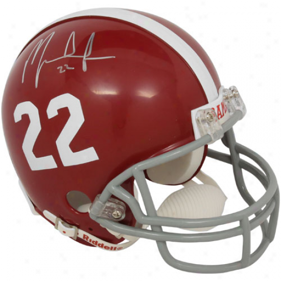 Riddell Alabama Crimson Tide #22 Mark Ingram Jr. Autographed Crimson Replica Miniature Helmet