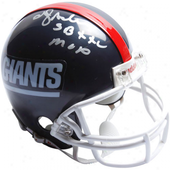 Riddell New YorkG iants #24 Ottis ''o.j.'' Ande5son Autographed Minature Replica Throwback Helmet W/ ''sb Xxi Mvp'' Inscription