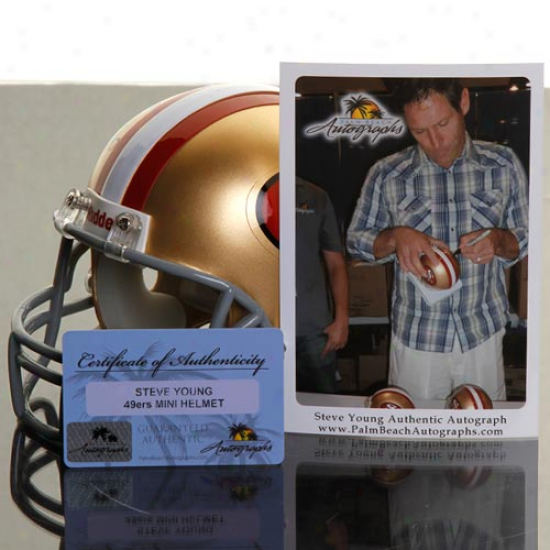 Riddell San Francisco 49ers #8 Steve Young Autographed Mini Repiica Throwback Helmet