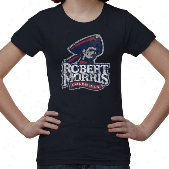 Robert Morris Colonials Youth Distressed Primary T-shirt - Navy Blue -