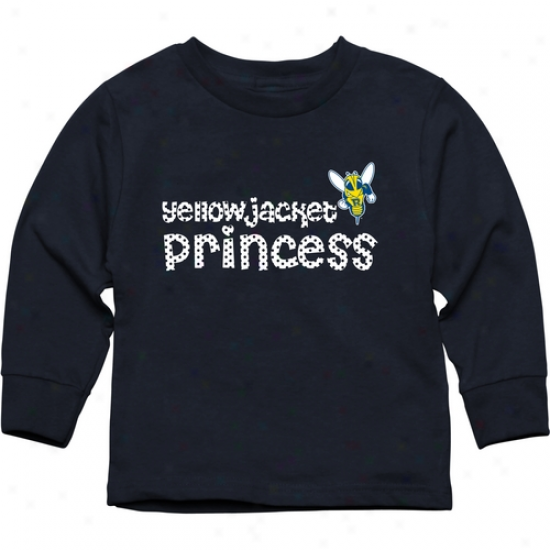 Rochester Yellow Jackets Toddler Princess Long Sleeve T-shirt - Navy Pedantic 