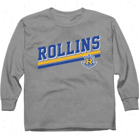 Rollins College Tars Youth Rising Bar Long Sleeve T-shirt - Ash