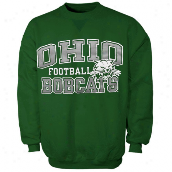 Russell Ohio Bobcats Green Fleece Crew Sweatshirt