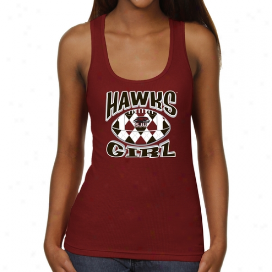 Saint Joseph's Hawks Ladies Argyle Girl Junior's Ribbed Tank Top - Crimson