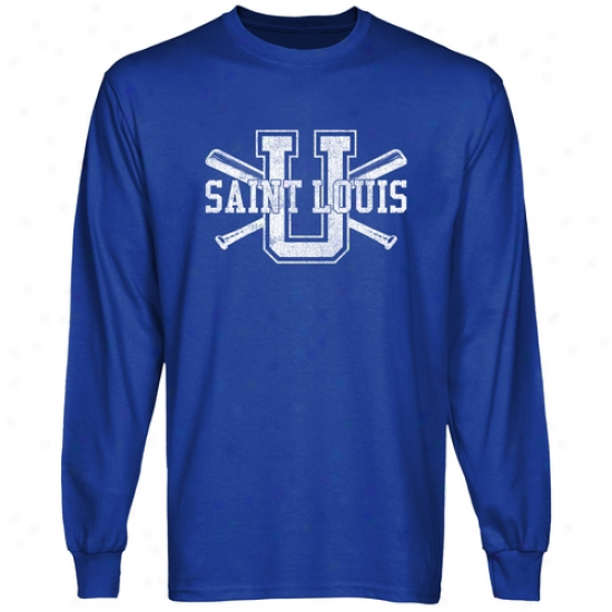 Saint Louis Billikens Crossed Sticks Long Sleeve T-shirt - Royal Blue