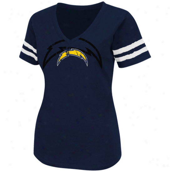 San Diego Chargers Ladies Dream Premium V-neck T-shirt - Navy Blue