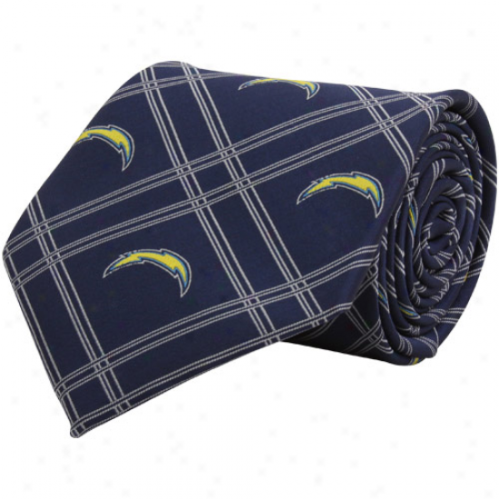 San Diego Chargers Navy Bllue Plaid Woven Tie