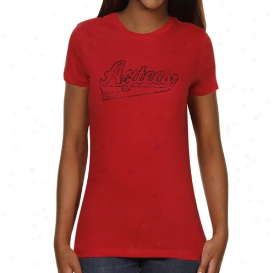 San Diego State Aztecs Ladies Swept Away Slim Fit T-shirt - Red