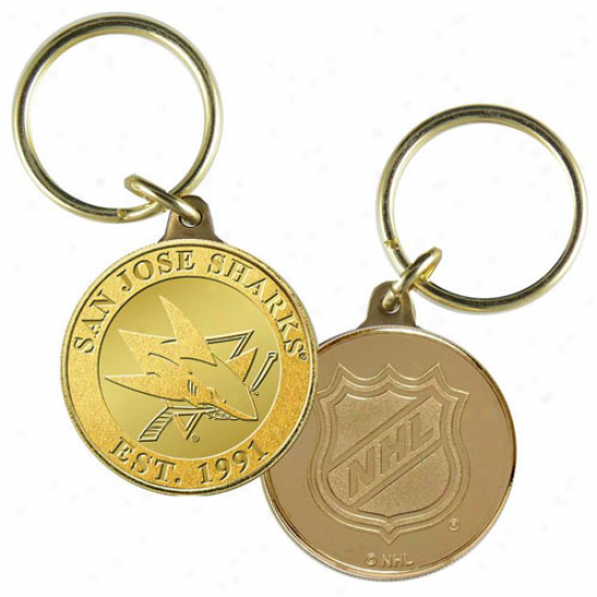 San Jose Sharks Bronze Coin Keychain