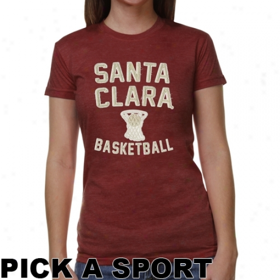 Santa Clara Broncos Ladies Legacy Junior's Tri-blend T-snirt - Cardinal