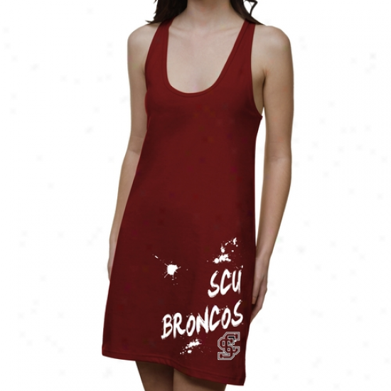 Santa Clara Broncos Ladies Pigment Strokes Junior's Racerback Dress - Cardinal