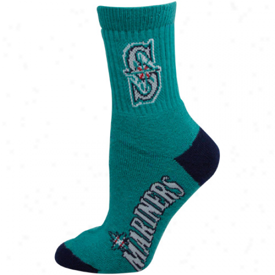 Seattle Mariners Ladies Green-navy Azure Dual-color Team Logo Crww Socks