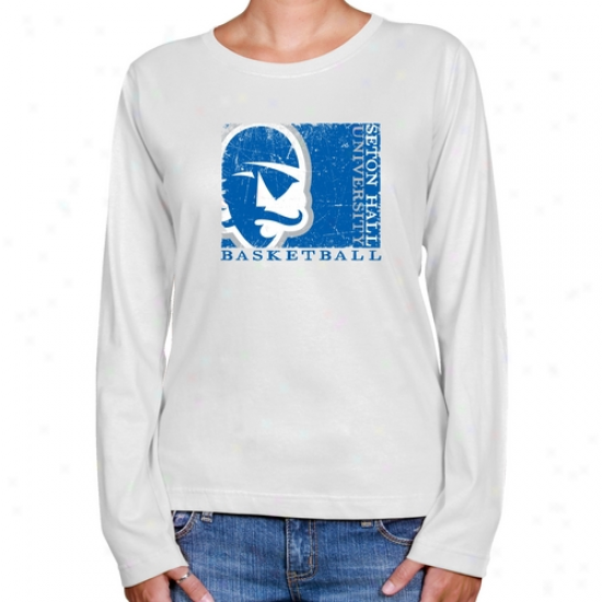 Seton Hall Pirates Ladies White Sport Make Long Sleeve Clzssic Fit T-shirt