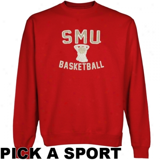 Smu Mustangs Legacy Crew Neck Fleece Sweatshirt - Red