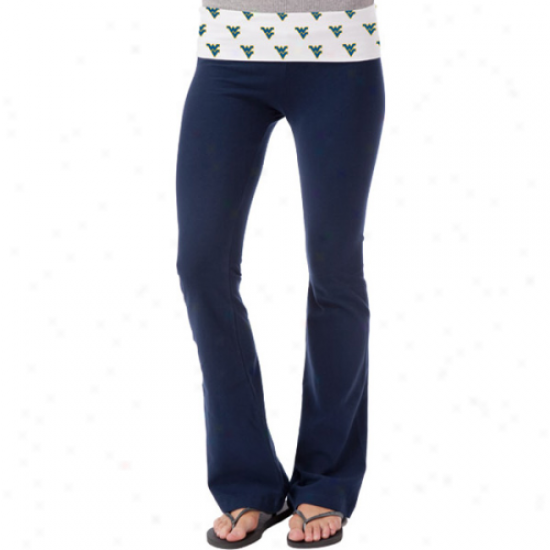 So Low West Virginia Mountaineers Womens Ditsy Yoga Pants - Navy Livid