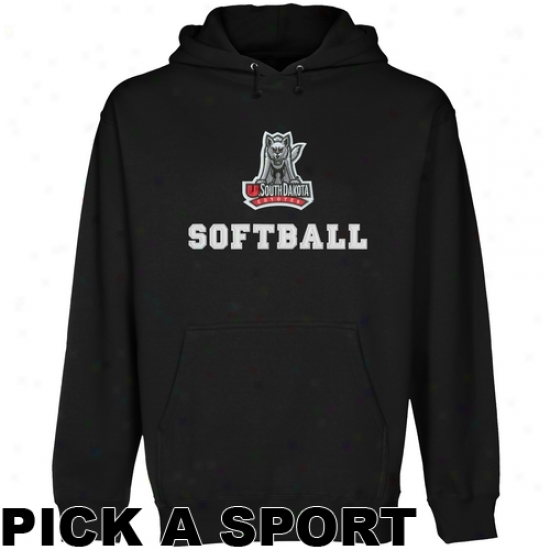 South Dakota Coyotes Custom Sport Logo Applique Pullover Hoodie - Black