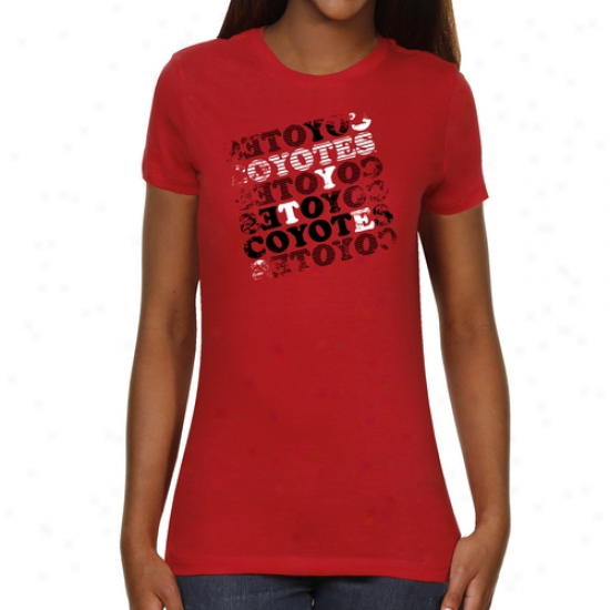 South Dakota Coyotes Ladies Crossword Slim Fit T-shirt - Red