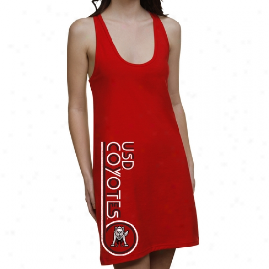 South Dakota Coyotes Ladies Retro Junior's Racerback Dress - Red